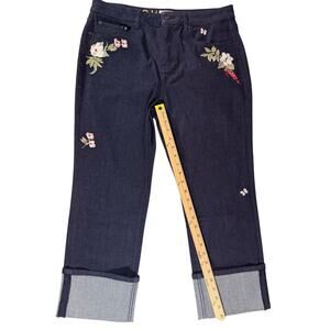 Kate Spade New York Embroidered Floral Jeans Dark Wash Stretch Size M Jeans NWOT